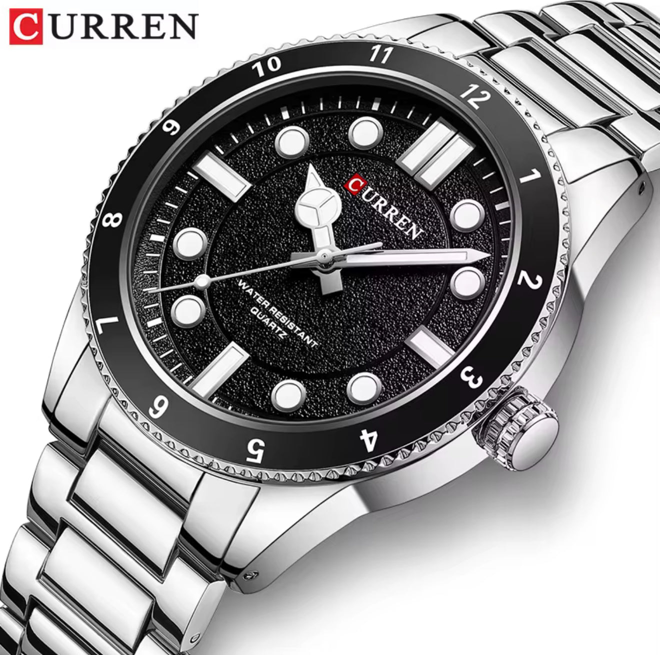 For CURREN 8450 Men's Stainless Steel Luxury Wristwatch 43mm Dial Diameter Waterproof Luminous