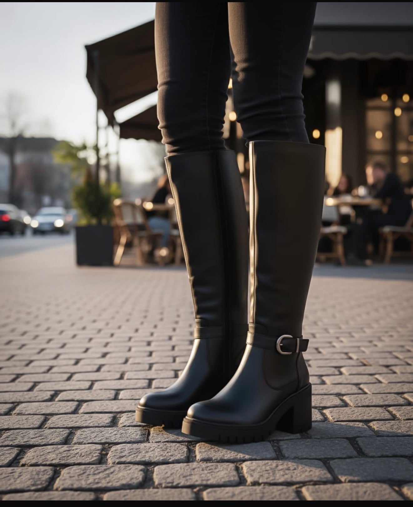 Classic Black Knee-High Leather Boots