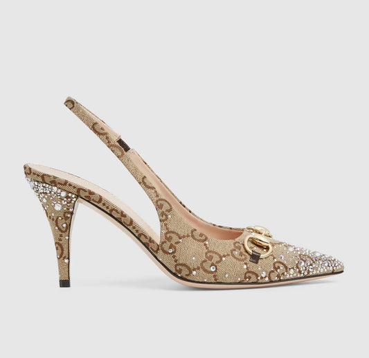 Women's slingback pump with crystal Horsebit