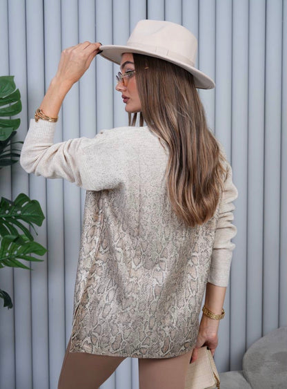 Cream & Beige Textured Knit Sweater
