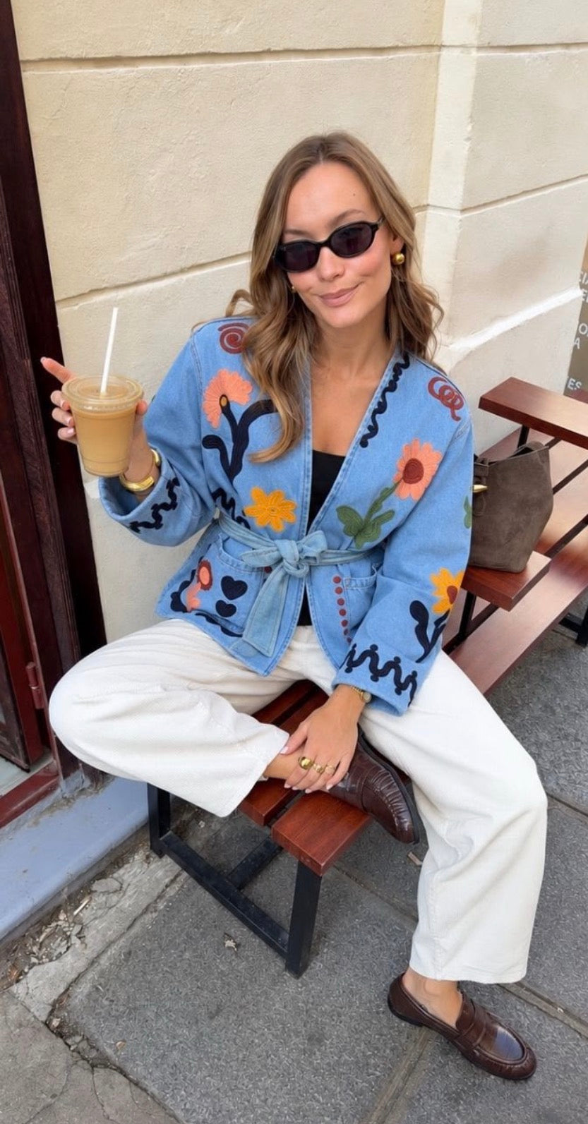 Floral Embroidered Denim Wrap Jacket by Zara