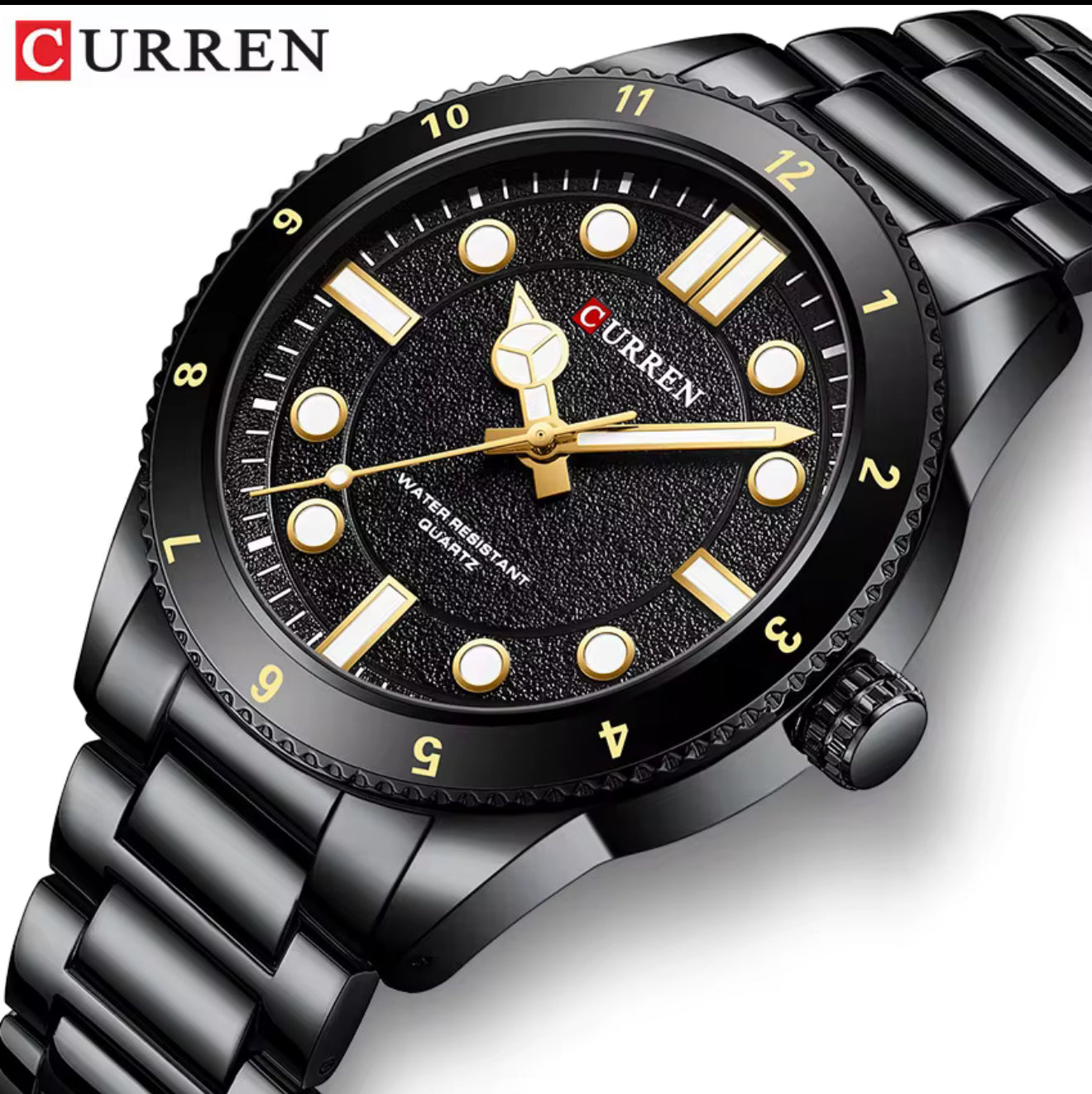 For CURREN 8450 Men's Stainless Steel Luxury Wristwatch 43mm Dial Diameter Waterproof Luminous