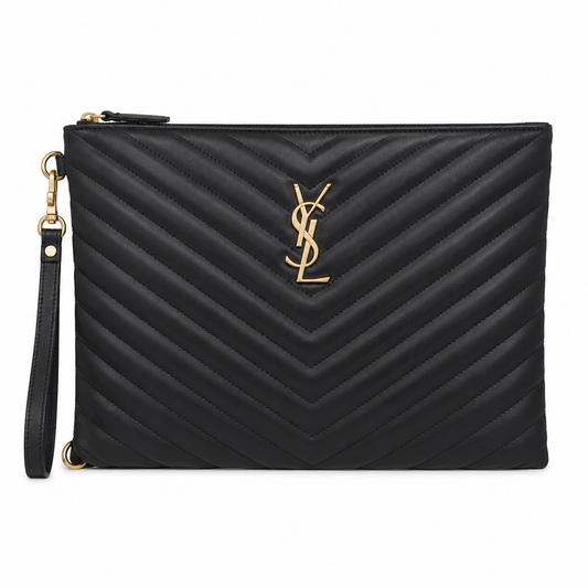 YSL Quilted Leather Wrist Clutch