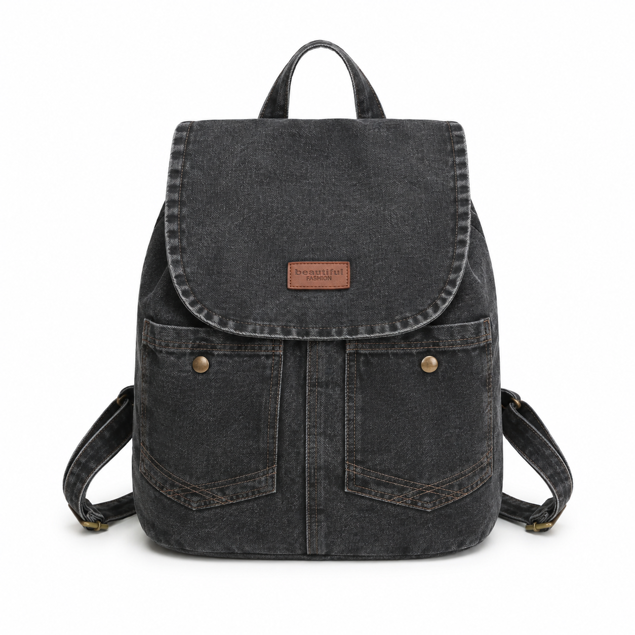 Vintage Washed Denim Backpack ✨