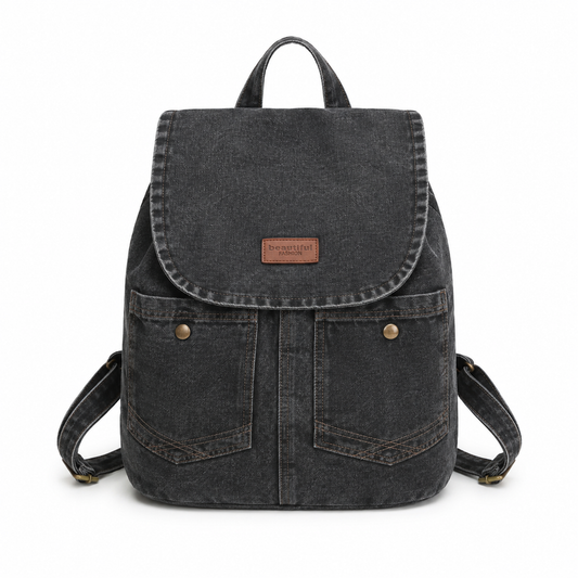 Vintage Washed Denim Backpack ✨