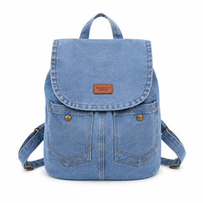 Vintage Washed Denim Backpack ✨