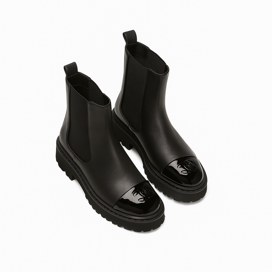 Chanel Black Leather Chelsea Boots