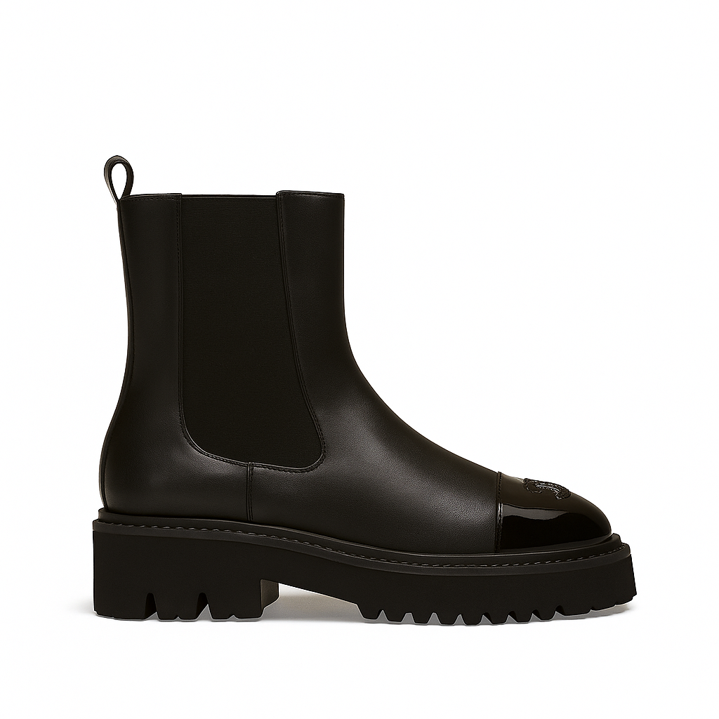 Chanel Black Leather Chelsea Boots