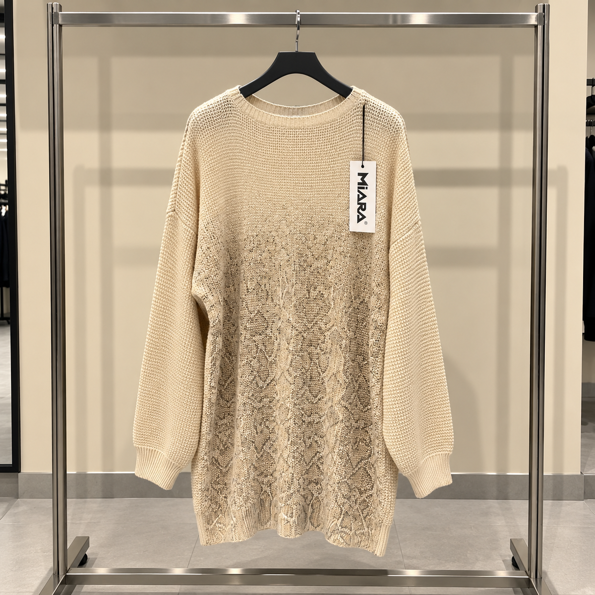 Cream & Beige Textured Knit Sweater