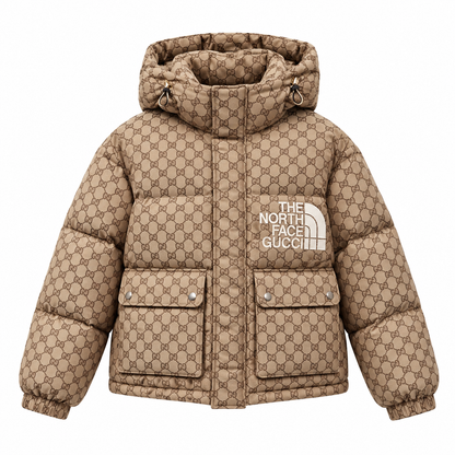Beige GG Monogram Puffer Jacket