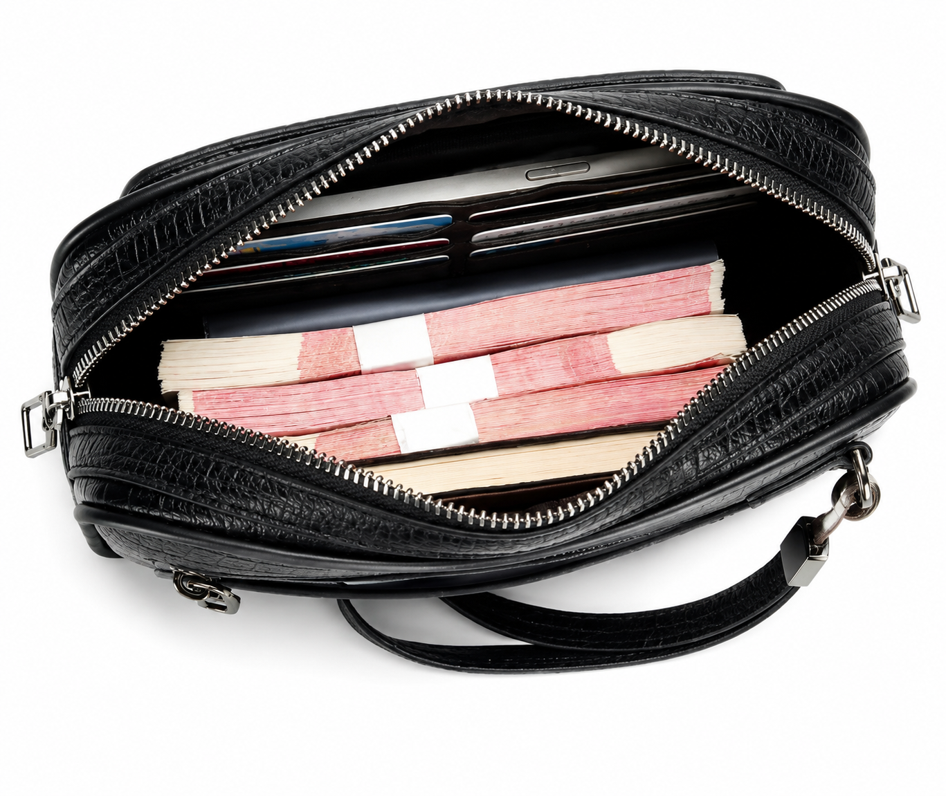 Luxury Crocodile Texture Travel Pouch 🖤✨