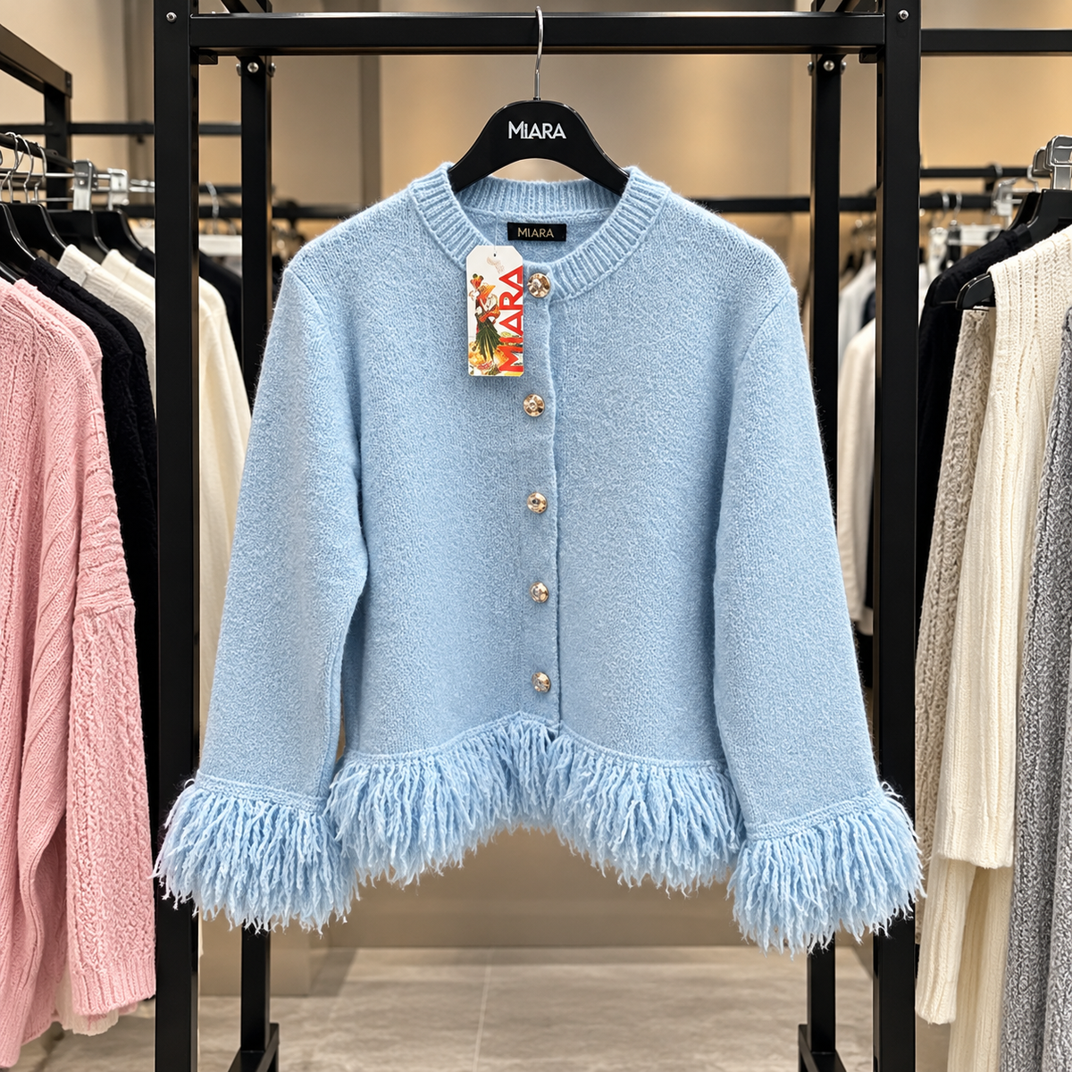 Sky Blue & pink Fringe Cardigan 🩵✨