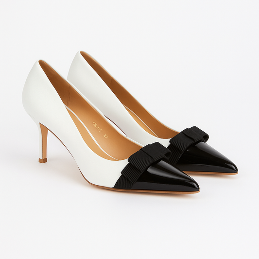 Two-Tone Elegant Bow Pointed Heels