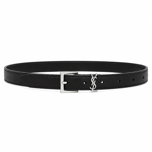 Saint Laurent Black Cassandre Buckle Belt