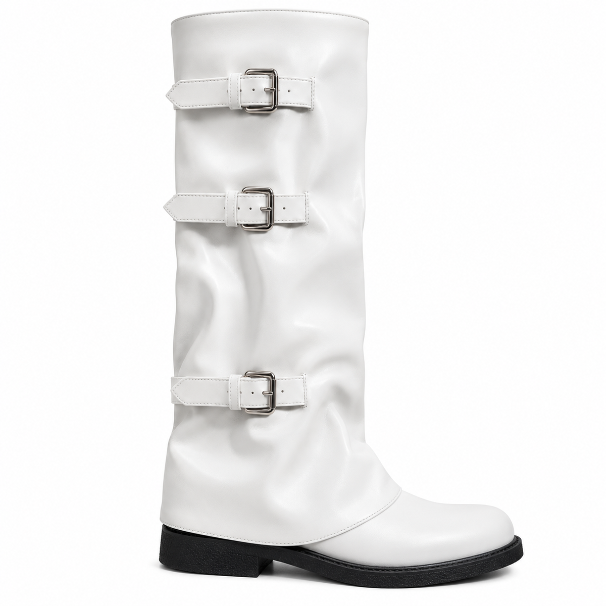Buckle Knee-High Combat Boots