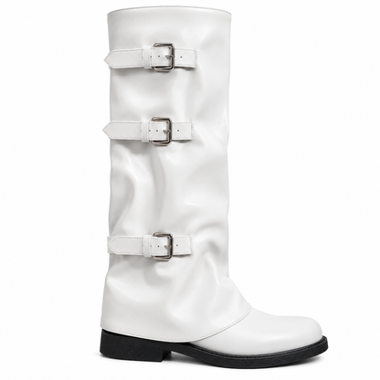 Buckle Knee-High Combat Boots