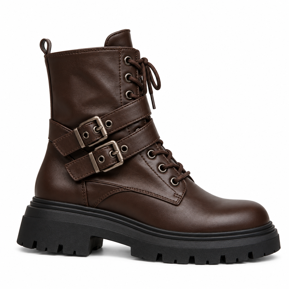 Buckle Combat Ankle Boots