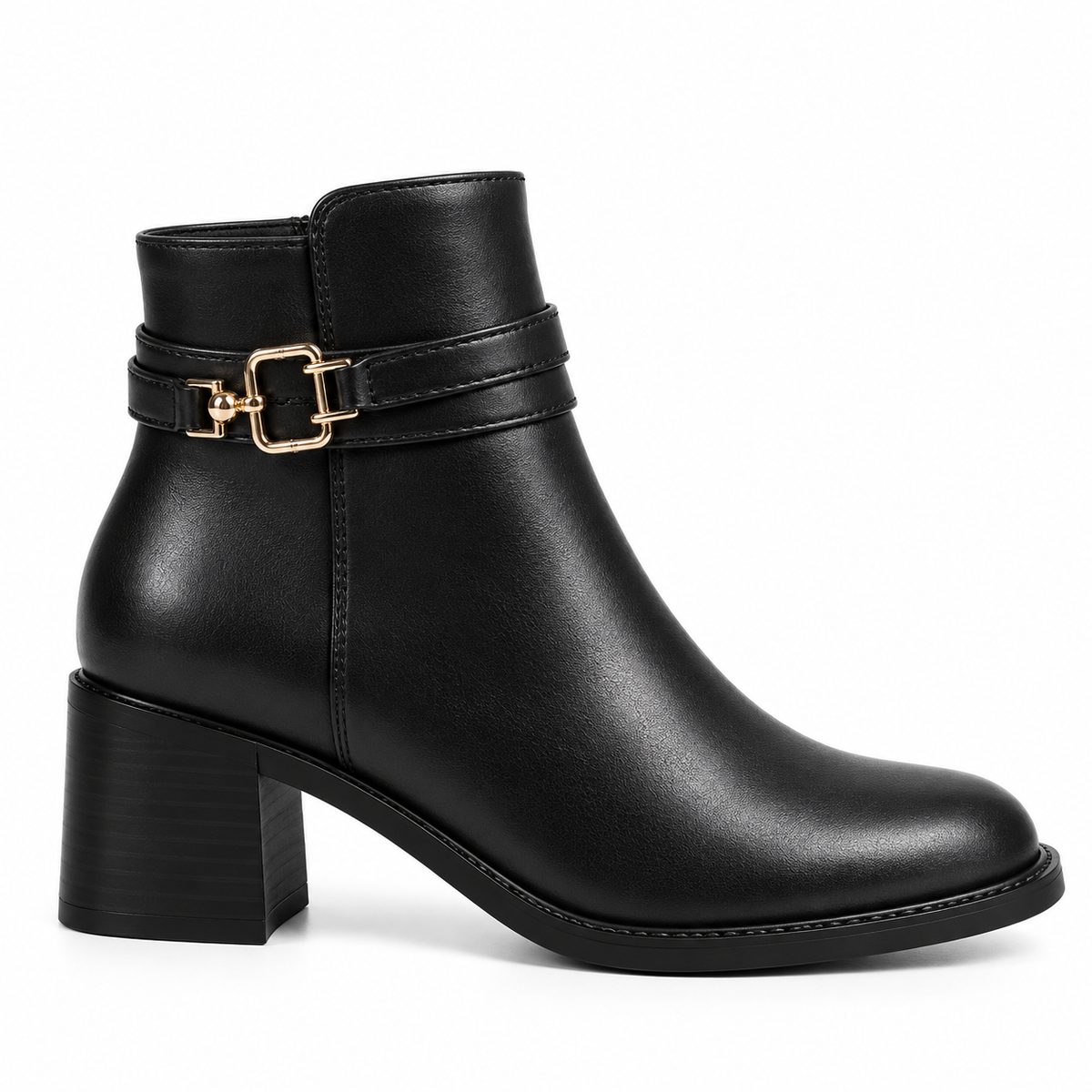 Ivory Ankle Boots  Gold Buckle Detail