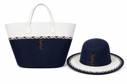 Saint Laurent woven tote bags and matching hats