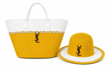 Saint Laurent woven tote bags and matching hats