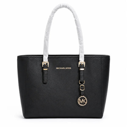 Michael Kors black leather tote bag