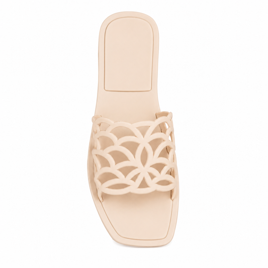 Elegant Nude Cutout Slide Sandal