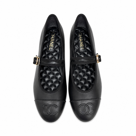 CHANEL LAMBSKIN MARY JANES (BLACK)