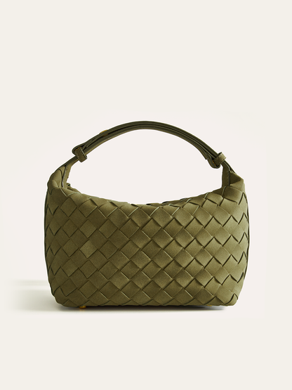 Woven PU Leather Top-Handle Bag