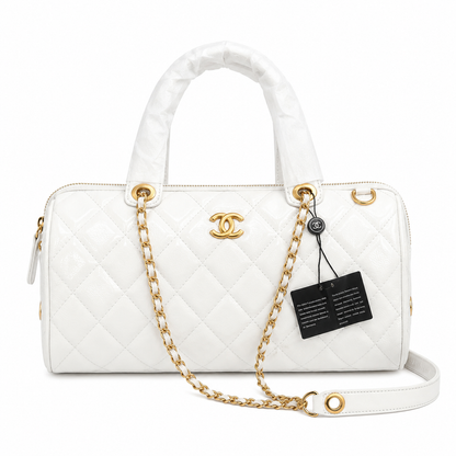 CHANEL Caviar Quilted Barrel Clutch With Chain Black