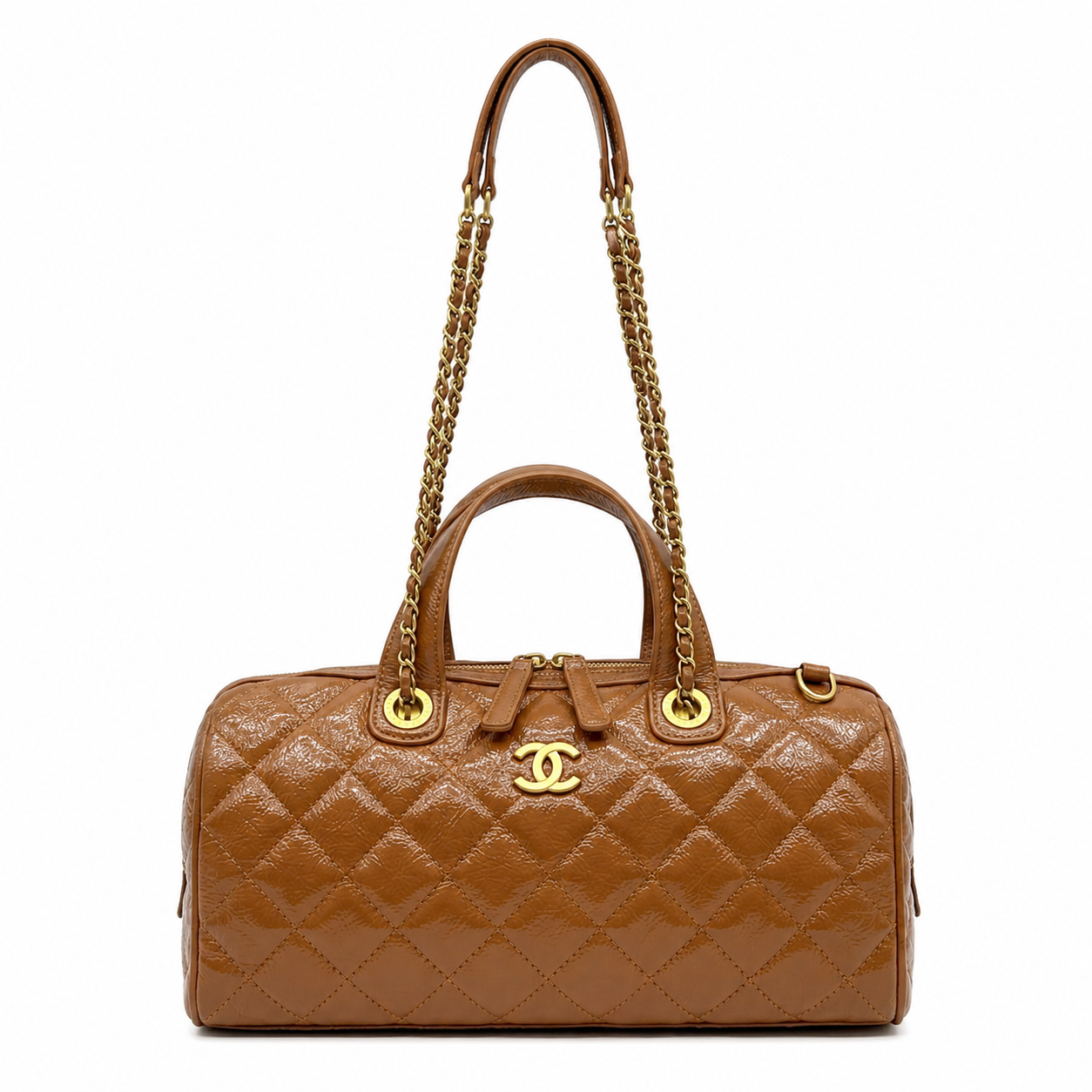 CHANEL Caviar Quilted Barrel Clutch With Chain Black