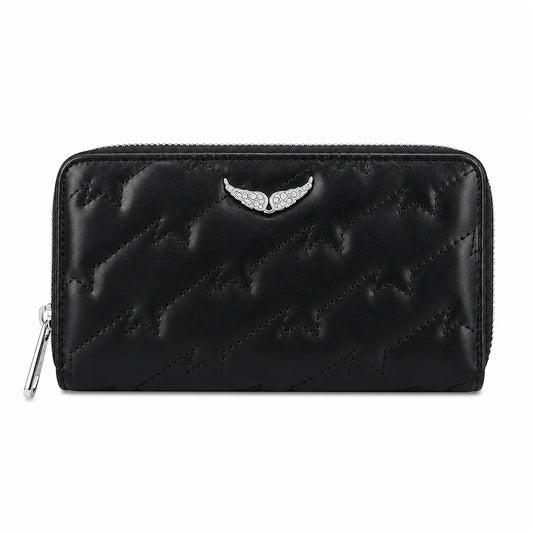 Zadig&Voltaire black quilted lambskin leather wallet