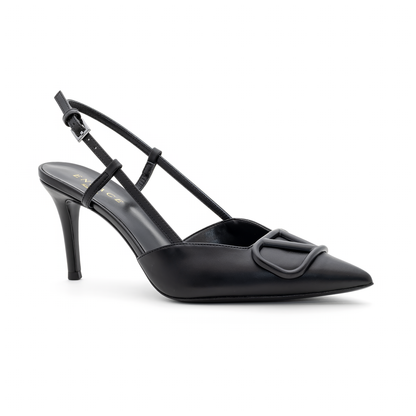 LINGBACK HIGH HEELS WITH BUCKLE DETAIL - BLACK