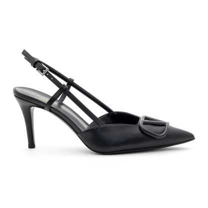 LINGBACK HIGH HEELS WITH BUCKLE DETAIL - BLACK