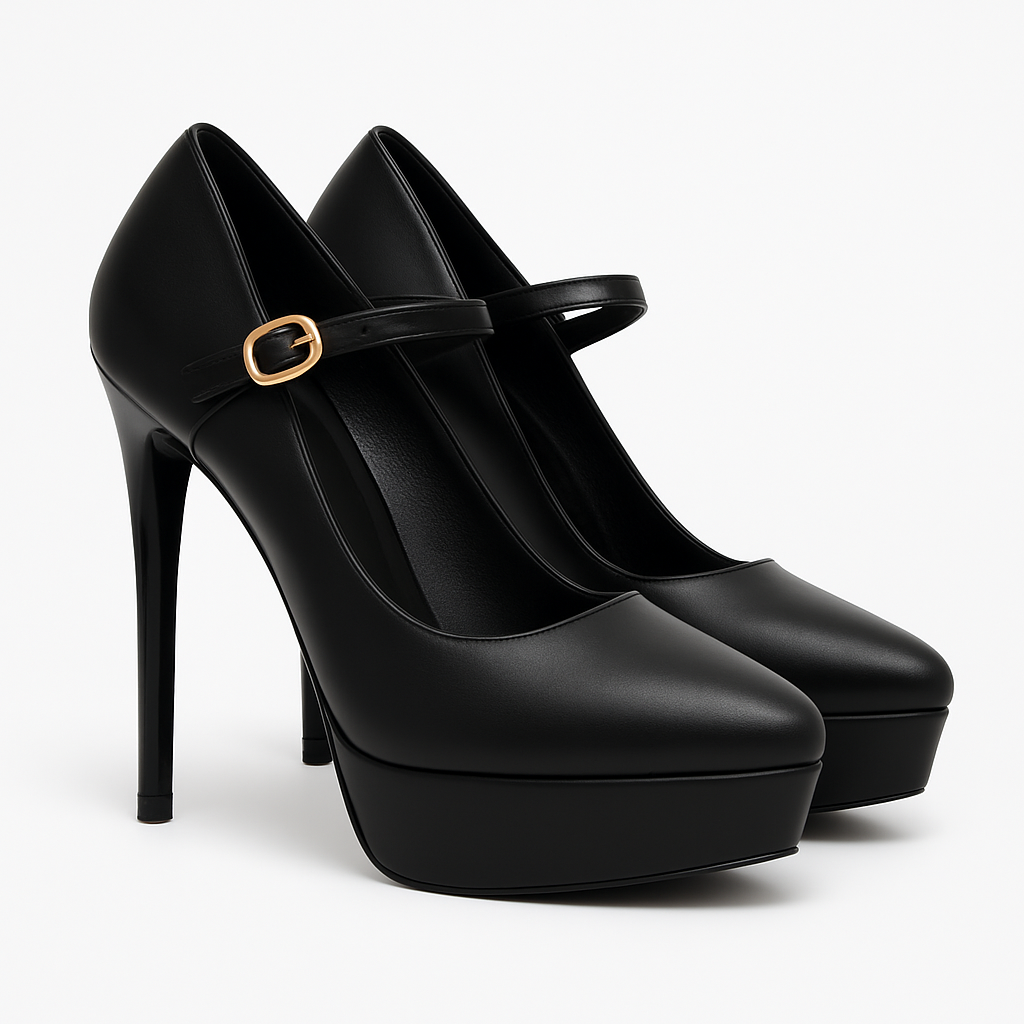 ✨ Black High-Heel Platform Pumps – Bold, Elegant & Timeless