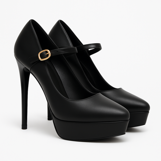 ✨ Black High-Heel Platform Pumps – Bold, Elegant & Timeless