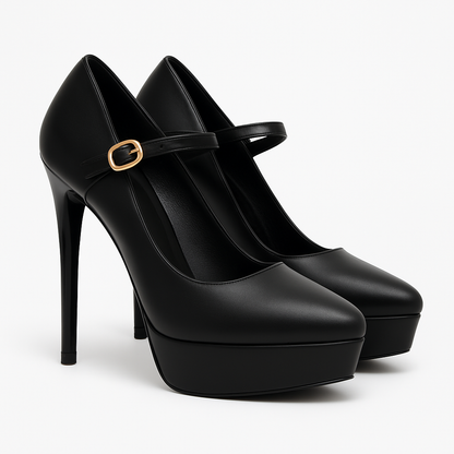 ✨ Black High-Heel Platform Pumps – Bold, Elegant & Timeless