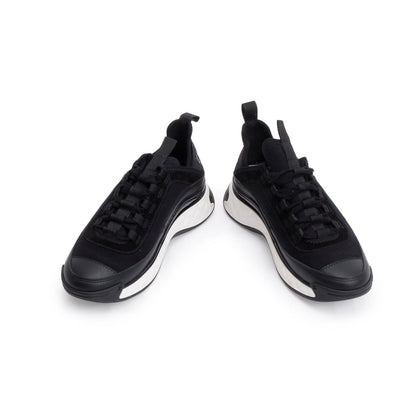 Black Calfskin Neoprene Interlocking CC Logo Sneakers