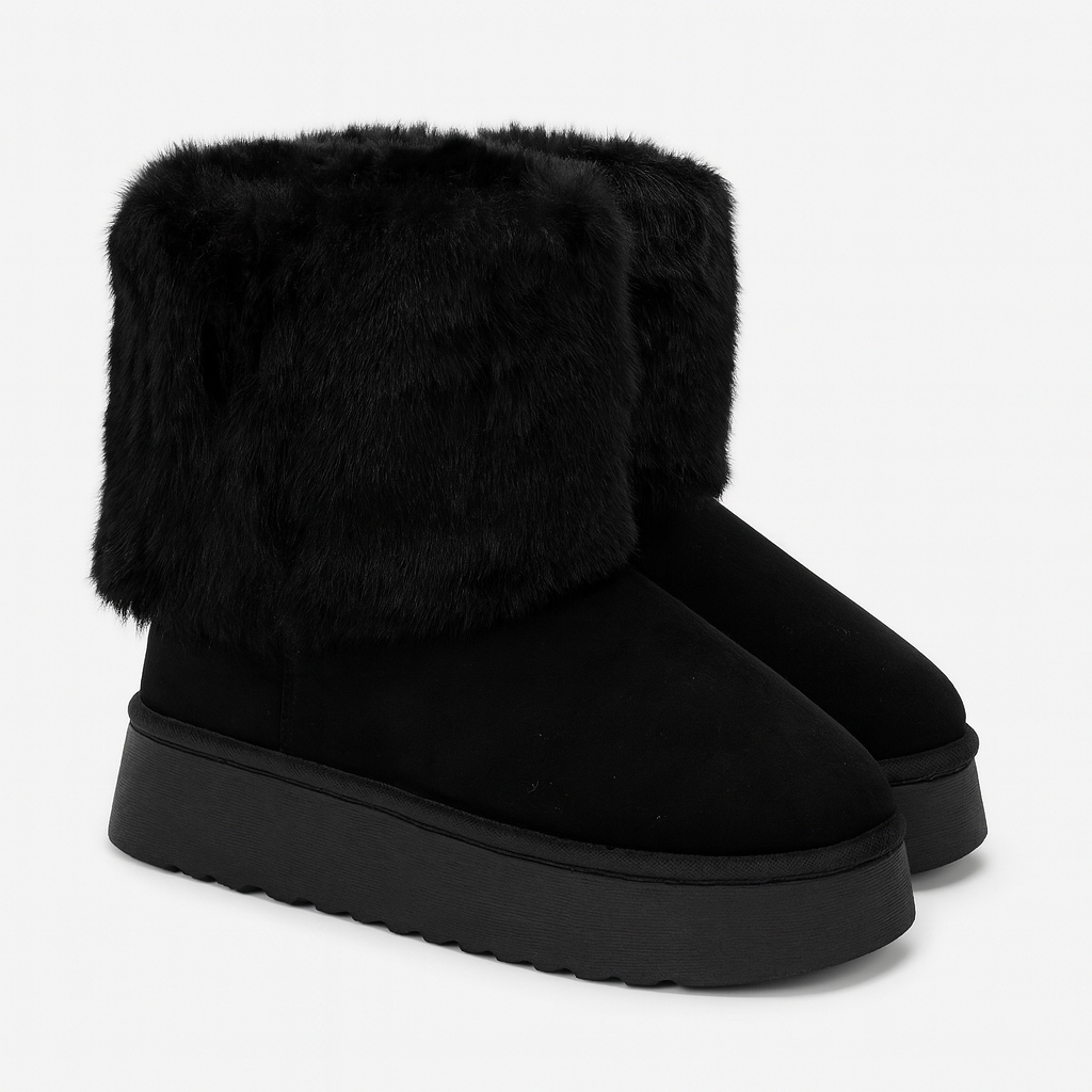 – Black Winter Fur Boots