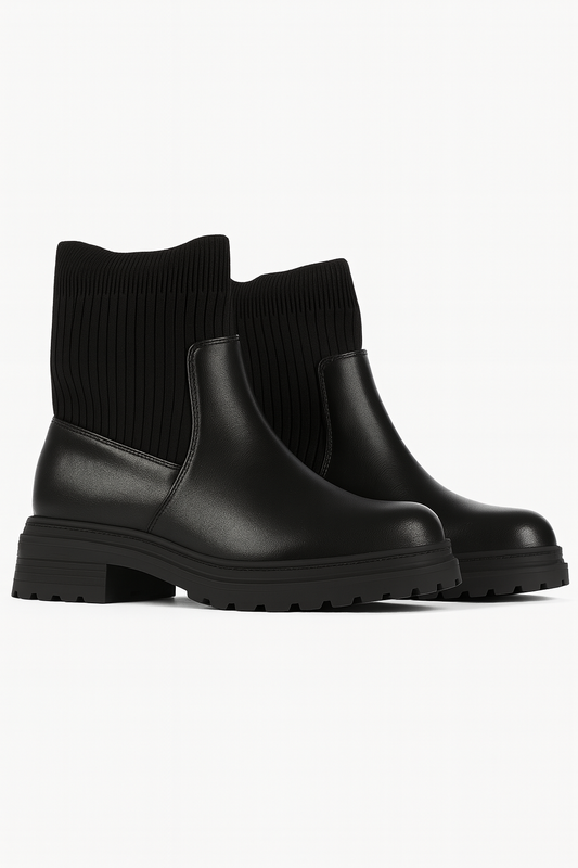 🔥 Black Elastic Ankle Boots — Modern Street Style