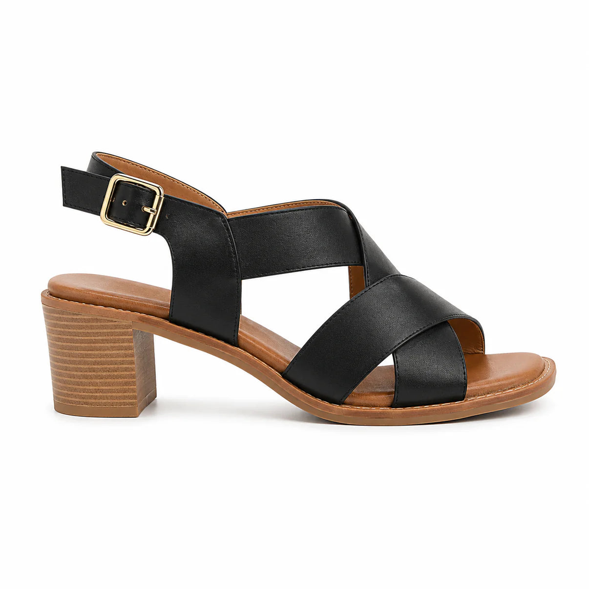 Elegant Two-Tone Block Heel Sandals
