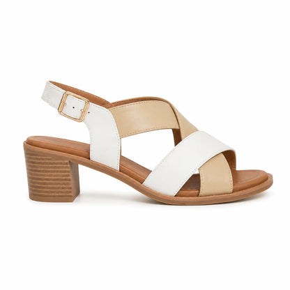 Elegant Two-Tone Block Heel Sandals
