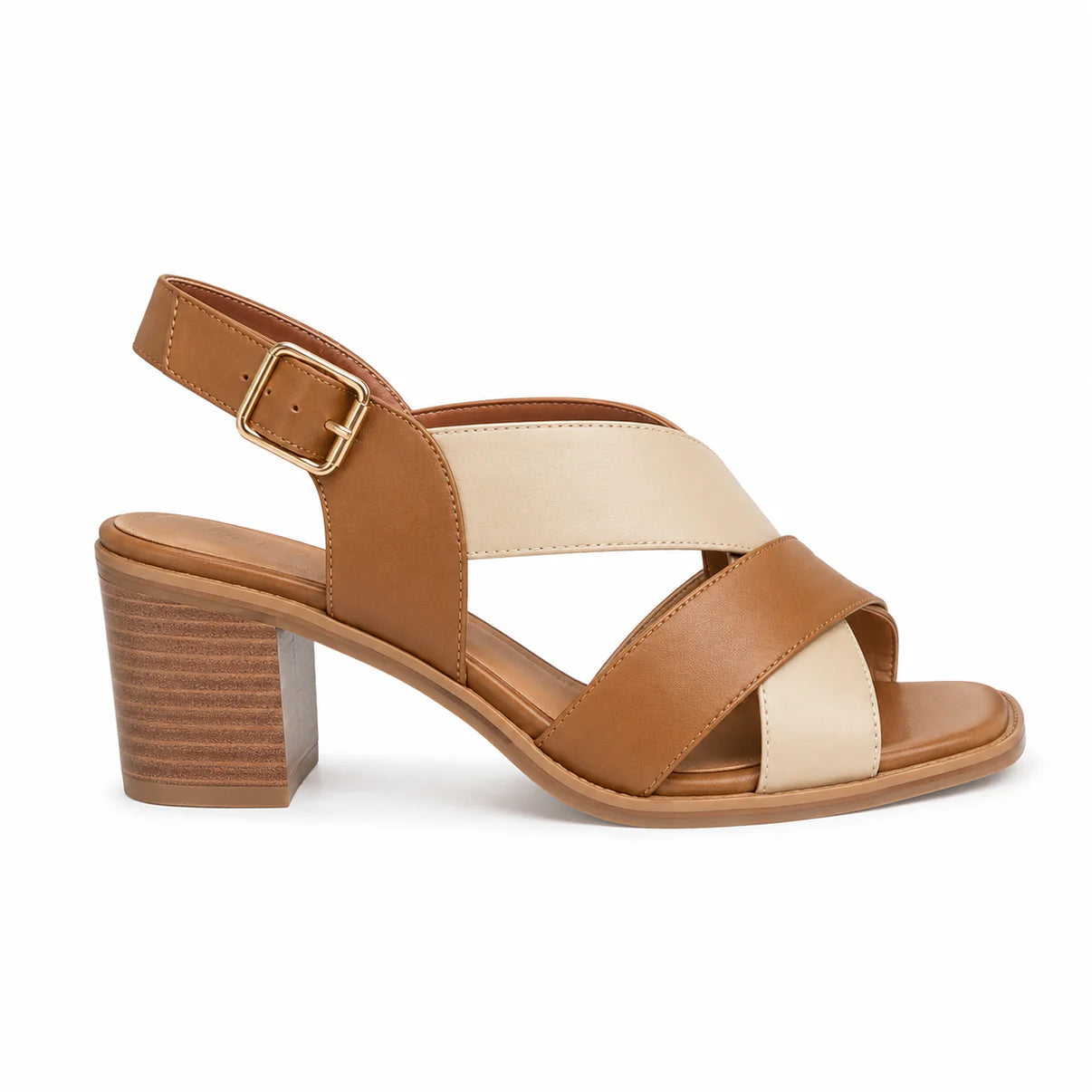 Elegant Two-Tone Block Heel Sandals