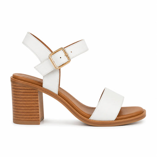 Classic White Block Heel Sandals