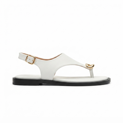 Women’s White Toe Ring Flat Sandals