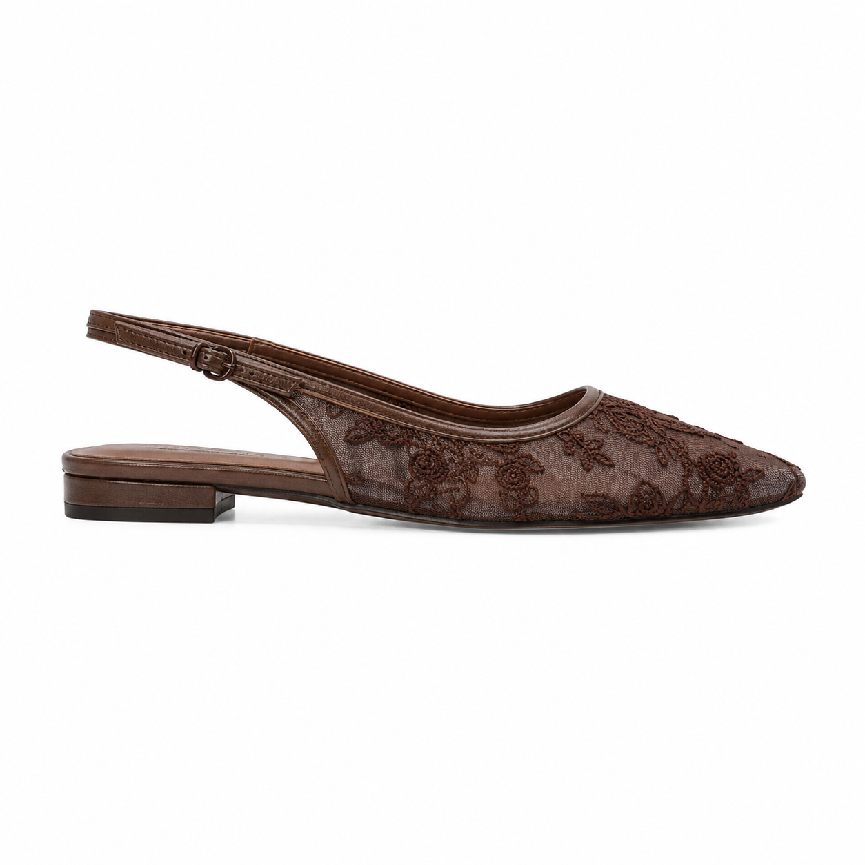 Elegant Beige Lace Slingback Flats