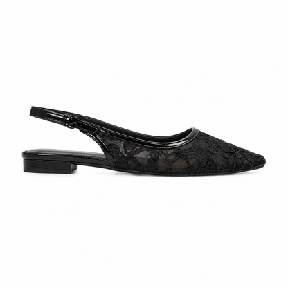 Elegant Beige Lace Slingback Flats