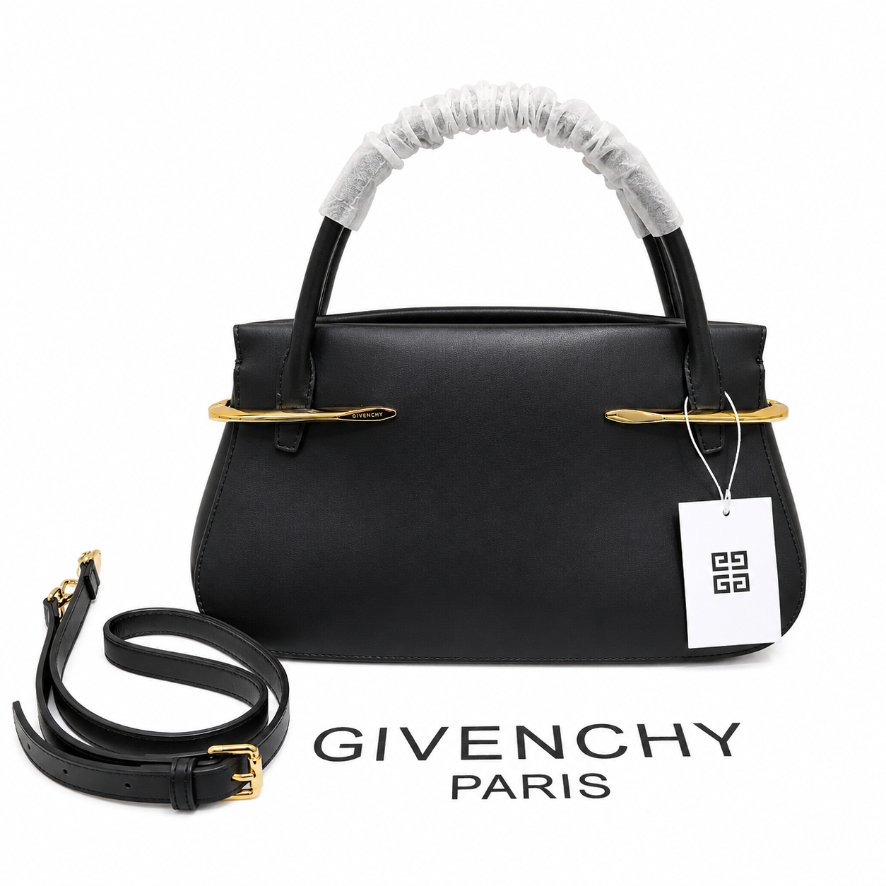 Pinch metal detail leather