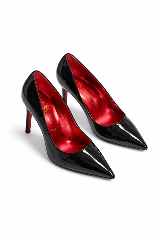 Black Patent Red Sole Heels