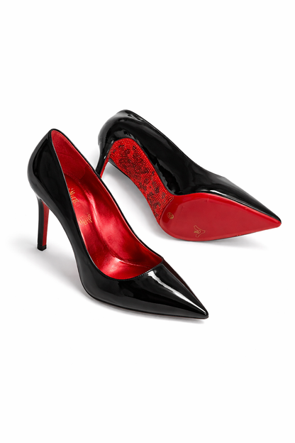 Black Patent Red Sole Heels