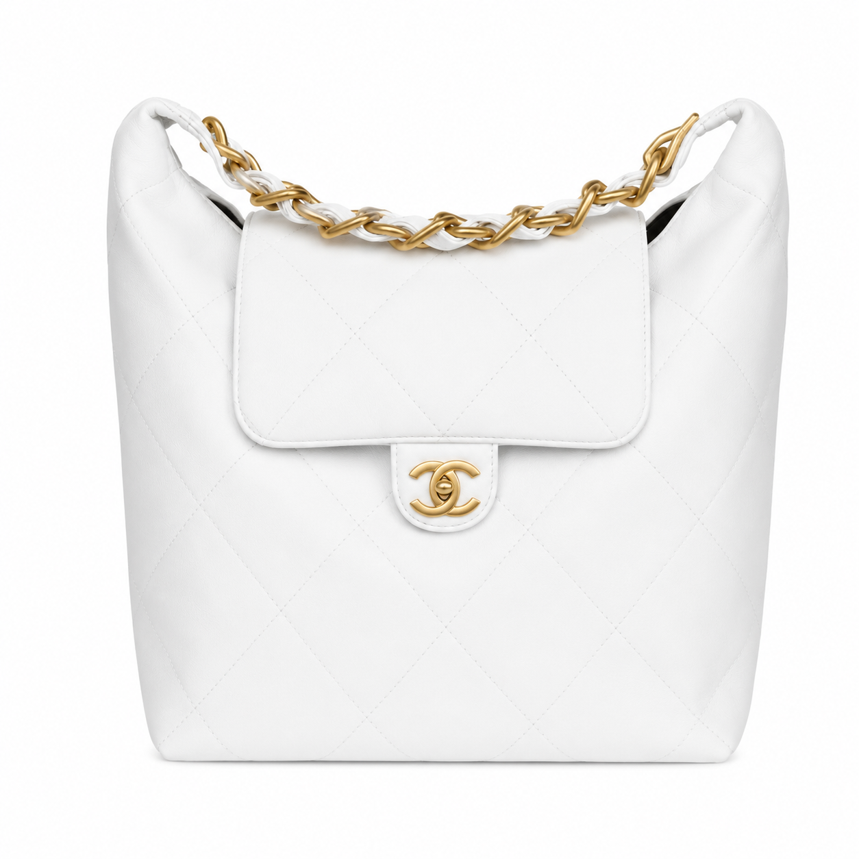 Chanel Maxi Hobo Bag Shiny Calfskin Gold